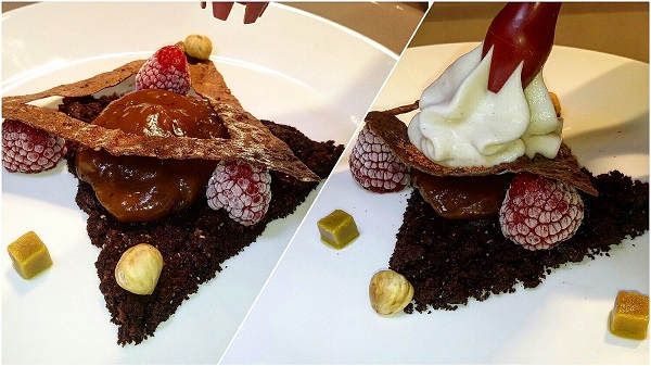 Croccante Integrale al Cacao con Salsa alla Rosa Canina; Cialda e Spuma di Cocco Fatta in Casa ! scalata