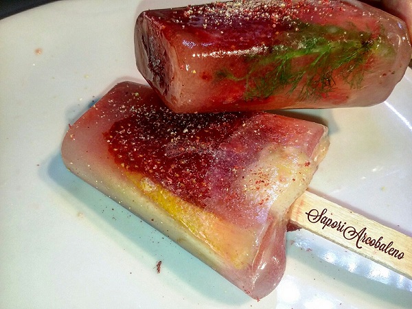 Ghiaccioli con Fragola, Cime di Finocchio e Zenzero